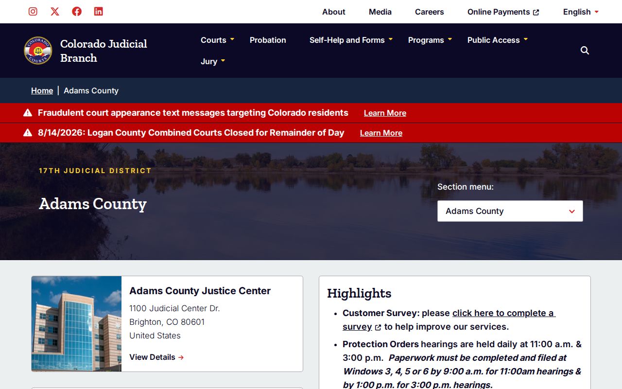 Adams County court record and arrest disposition guidance