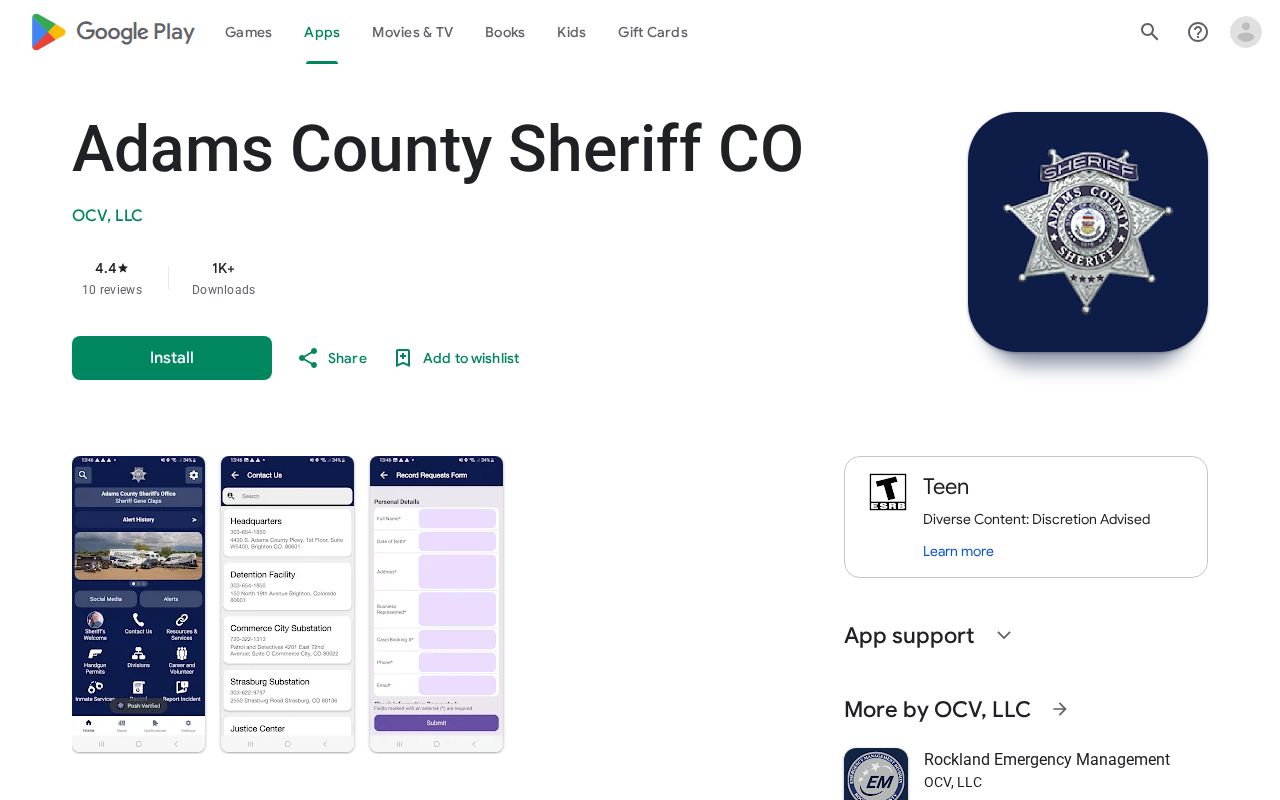 Adams County Sheriff app inmate and warrant search links