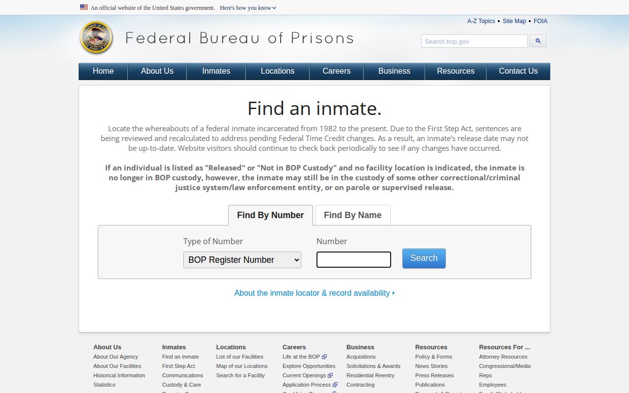 Federal inmate locator for Adams County warrant follow-up
