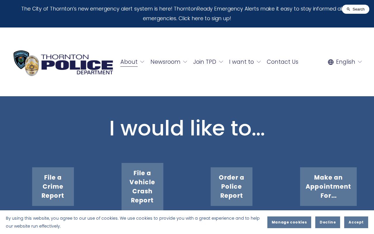 Thornton Police arrest records request information