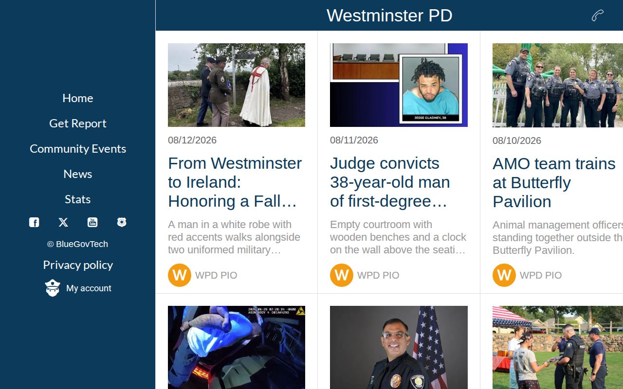 Westminster Police newsroom for Westminster arrest cases